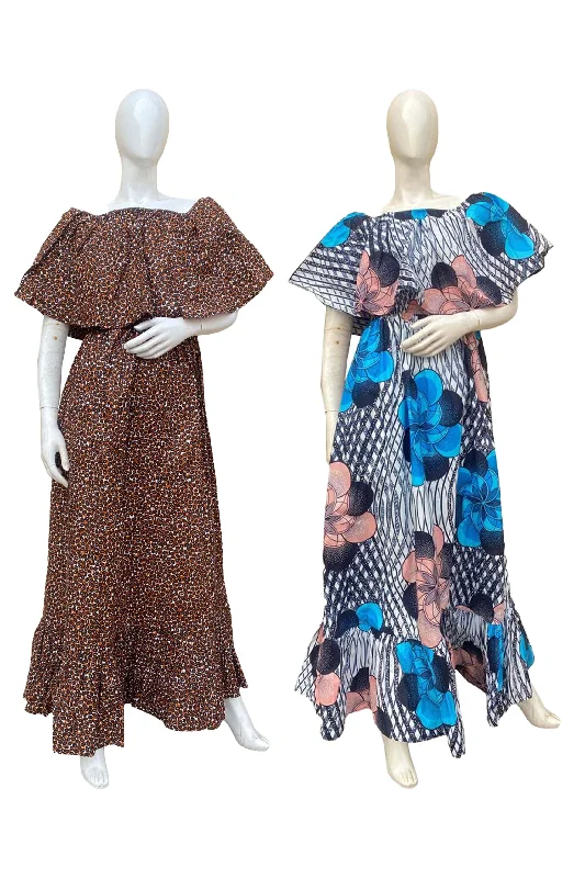 African Printed Fit and Flare Maxi Dress (Pack Of 2 Pieces) Chic Summer Floral Maxi Dress African Printed Fit and Flare Maxi Dress (Pack Of 2 Pieces) Chic Summer Floral Maxi Dress