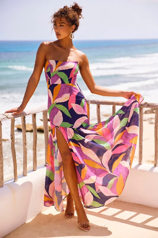 All For Her Maxi Dress - Navy Multi Cozy Wrap Maxi Dress