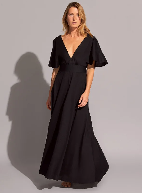 Aurore Maxi Dress Noir Fashionable Open-Back Maxi Dress