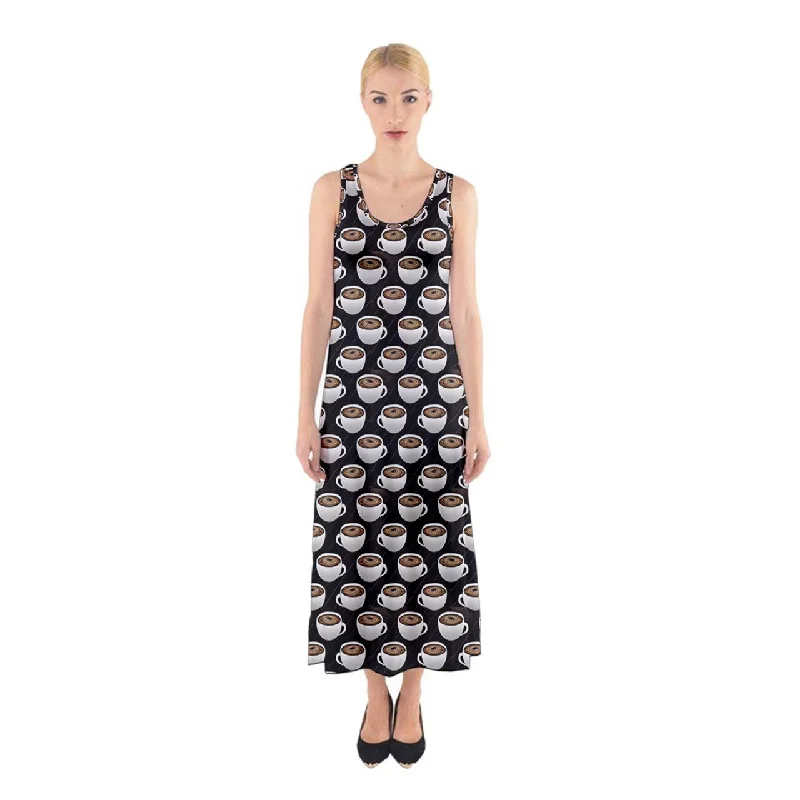 Coffee Sleeveless Maxi Dress Fashionable Asymmetrical Maxi Dress