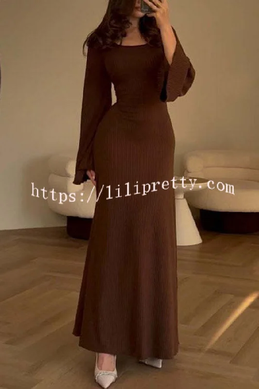 Comfortable Elegance Ribbed Bell Long Sleeve Stretch Maxi Dress Comfortable Cotton Maxi Dress Comfortable Elegance Ribbed Bell Long Sleeve Stretch Maxi Dress Comfortable Cotton Maxi Dress