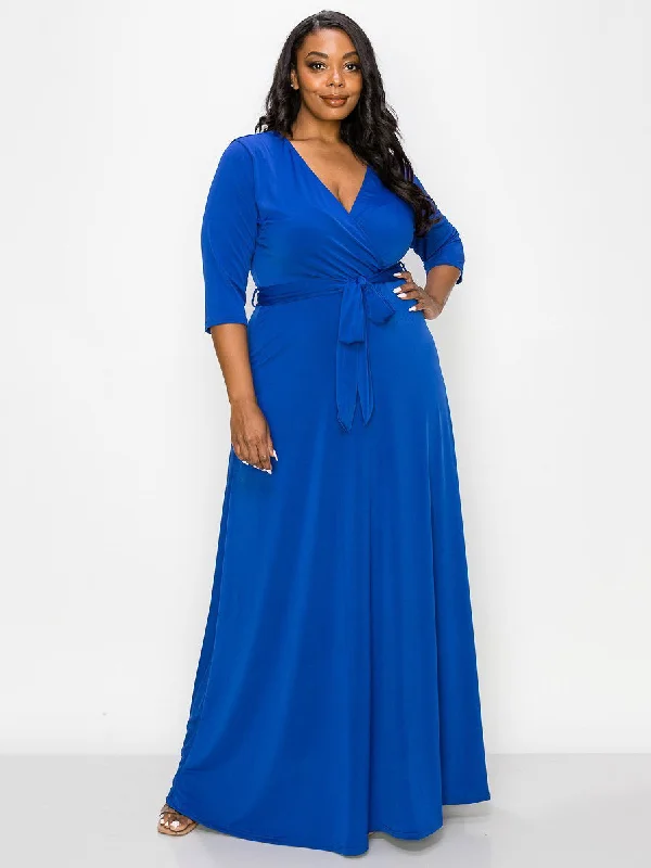 Signature Plus Size Maxi Dress in Royal Blue Casual Maxi Dress with Pockets