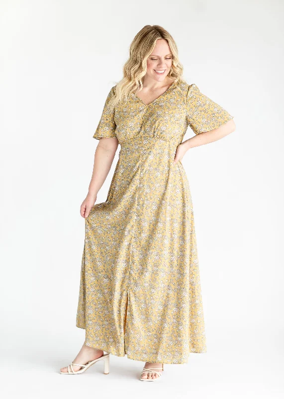 Dandelion Floral Print Maxi Dress - FINAL SALE Trendy Floral Print Maxi Dress