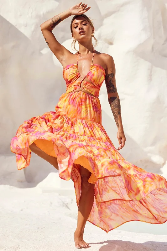Dreamy Sun Maxi Dress - Orange Multi Classic Tulle Maxi Dress