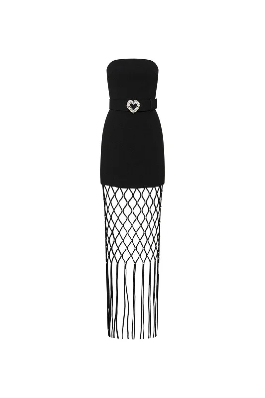 Estelle Strapless Maxi Dress Stylish Maxi Dress with Frills