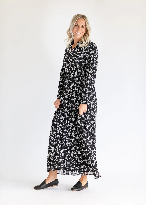 Gracelyn Button Up Maxi Dress Trendy Floral Print Maxi Dress