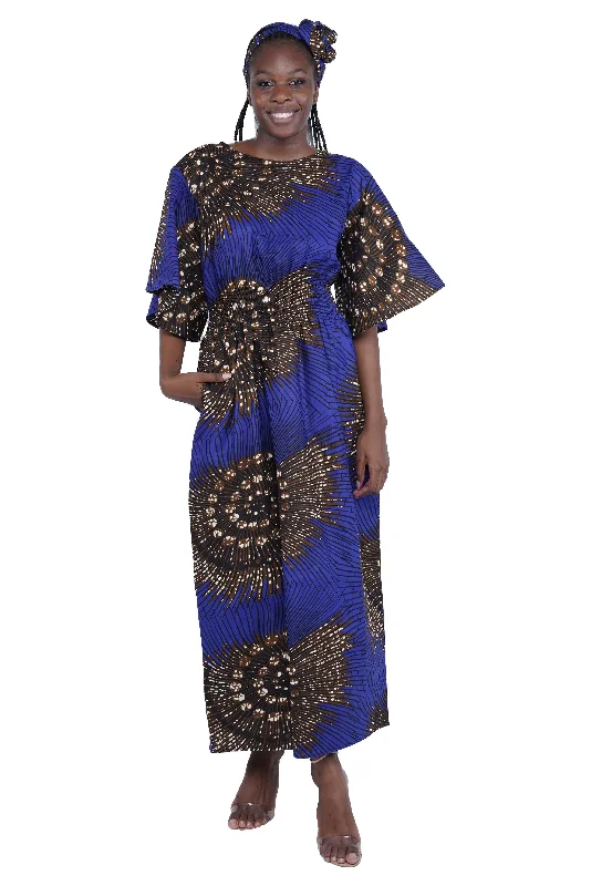 Long Maxi Dress Bell Sleeves Trendy Printed Maxi Dress
