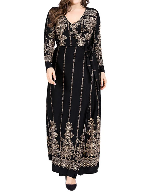 Zjkrl - Long Sleeves Floral Printed Split-Joint V-Neck Maxi Dresses Plus Dresses Cozy Ribbed Maxi Dress Zjkrl - Long Sleeves Floral Printed Split-Joint V-Neck Maxi Dresses Plus Dresses Cozy Ribbed Maxi Dress