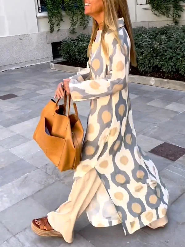 Zjkrl - Long Sleeves Loose Printed V-Neck Maxi Dresses Elegant Maxi Dress with Ruffles Zjkrl - Long Sleeves Loose Printed V-Neck Maxi Dresses Elegant Maxi Dress with Ruffles