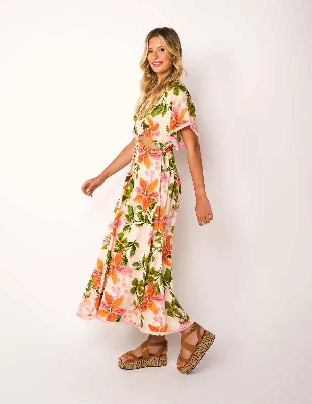 Papaya Maxi Dress Fashionable Chiffon Maxi Dress