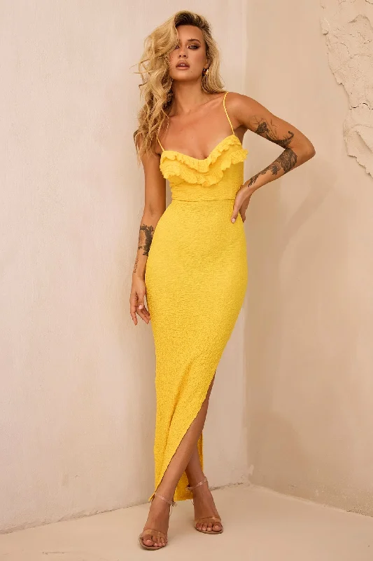 Promenade Maxi Dress - Yellow Classic Strapless Maxi Dress