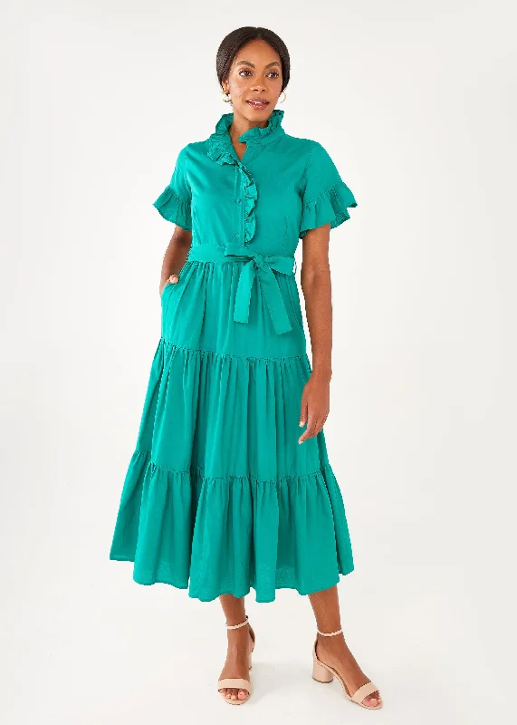 Sadie Maxi Dress Turquoise Stylish Maxi Dress with Frills