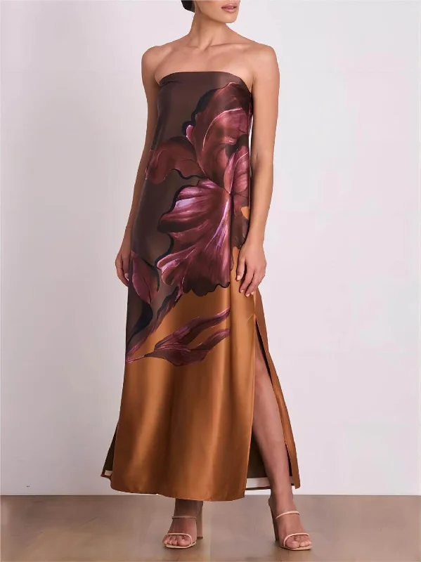 Stylish Contrasting Off-Shoulder Charming Floral Print Maxi Dress Fashionable Open-Back Maxi Dress Stylish Contrasting Off-Shoulder Charming Floral Print Maxi Dress Fashionable Open-Back Maxi Dress