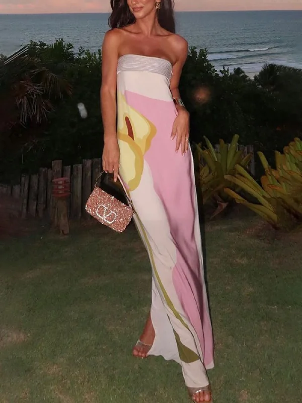 Summer Sexy Chest-Wrapped Charming Printed Floor-Length Maxi Dress Stylish Empire Waist Maxi Dress Summer Sexy Chest-Wrapped Charming Printed Floor-Length Maxi Dress Stylish Empire Waist Maxi Dress
