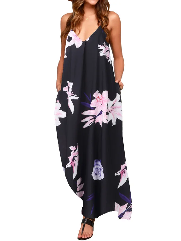 V-neck Sleeveless Loose Leisure Causal Summer Holiday Women Maxi Dress Comfortable Maxi Dress with Sleeves V-neck Sleeveless Loose Leisure Causal Summer Holiday Women Maxi Dress Comfortable Maxi Dress with Sleeves