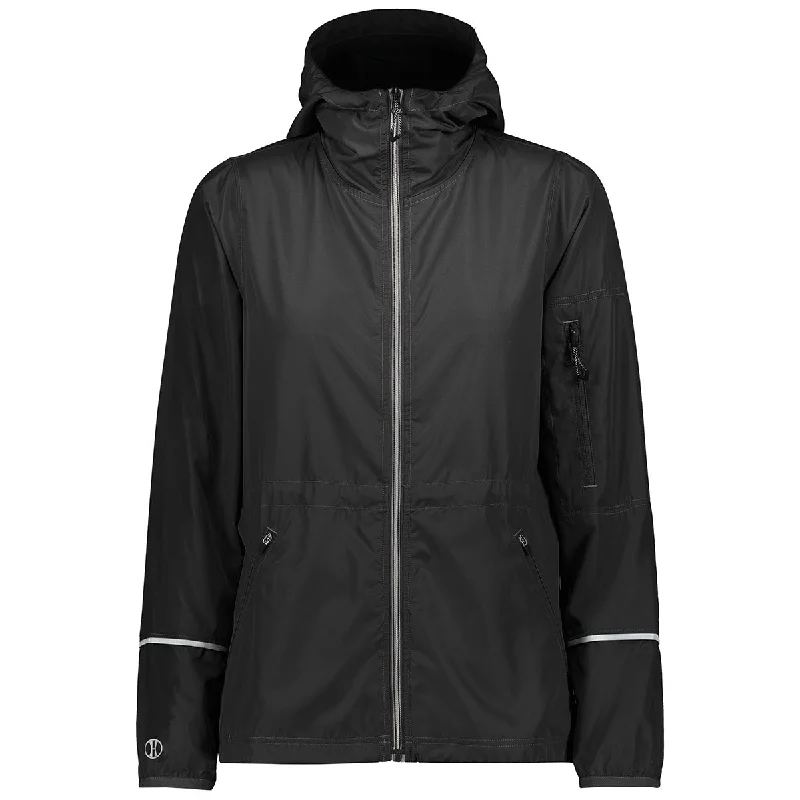Holloway Women's Black Packable Full Zip Jacket Zippered Jacket Buttoned Jacket Snapped Jacket Holloway Women's Black Packable Full Zip Jacket Zippered Jacket Buttoned Jacket Snapped Jacket