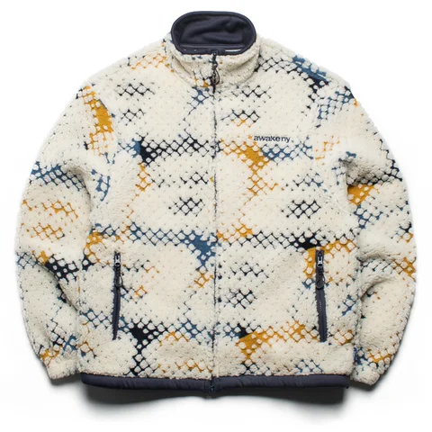 Awake NY Jacquard 'A' Fleece Zip Jacket - Multi Faux Fur Fabric Real Fur Fabric Shearling Fabric Awake NY Jacquard 'A' Fleece Zip Jacket - Multi Faux Fur Fabric Real Fur Fabric Shearling Fabric