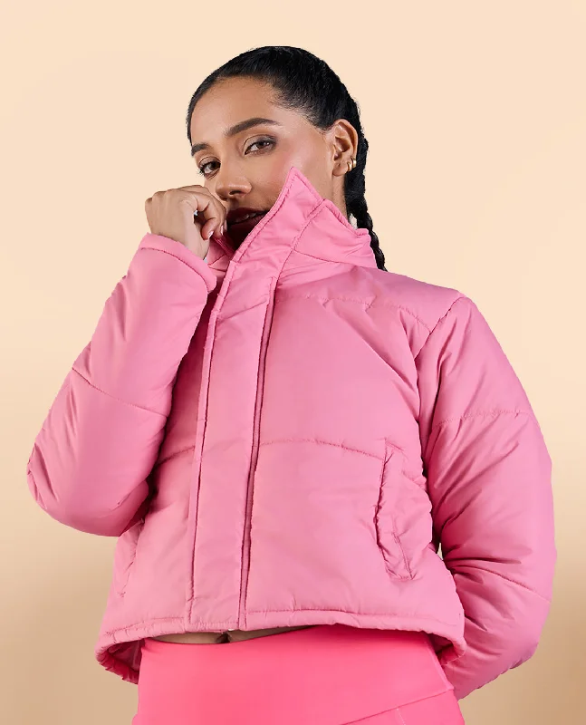 Cropped Puffer Jacket Pink Wool Jacket Cashmere Jacket Tweed Jacket