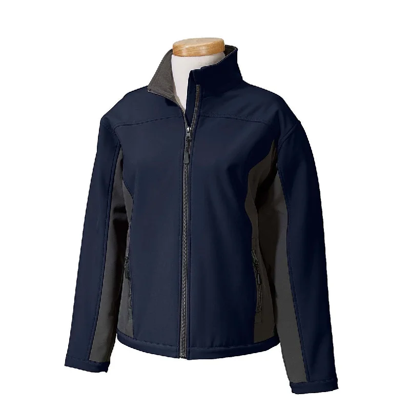 Devon & Jones Women's Navy/Dark Charcoal Soft Shell Colorblock Jacket Mesh Jacket Canvas Jacket Denim Jacket Devon & Jones Women's Navy/Dark Charcoal Soft Shell Colorblock Jacket Mesh Jacket Canvas Jacket Denim Jacket