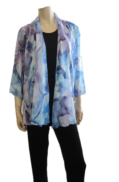 Party Girl Printed Chiffon Jacket Insulated Jacket Fitted Jacket Loose Jacket