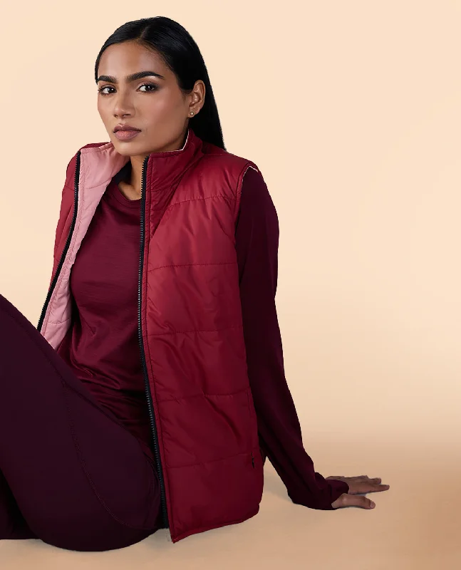 Sleeveless Reversible Puffer Jacket Pink/Burgundy Faux Fur Jacket Real Fur Jacket Shearling Jacket