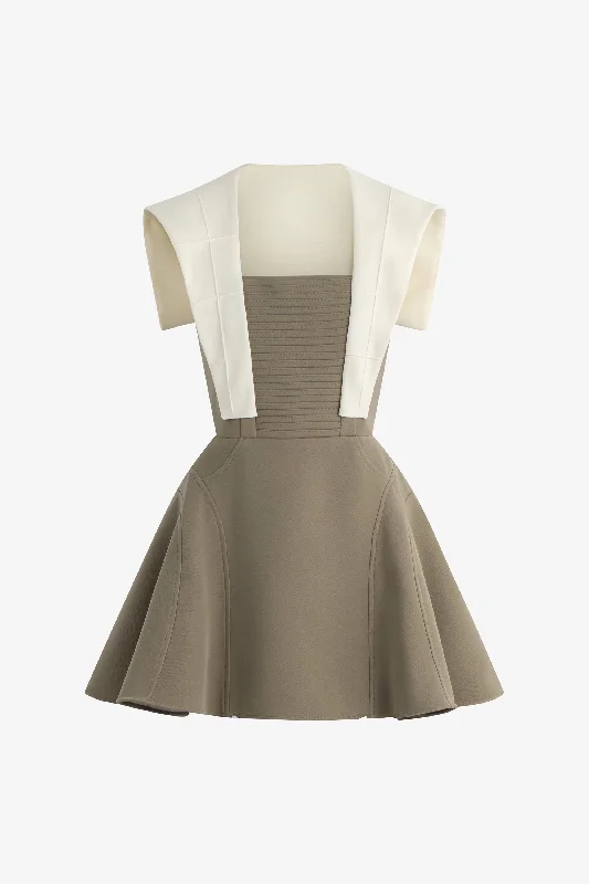Amalfi Two-tone Mini Dress Elegant Off-Shoulder Dress Mini