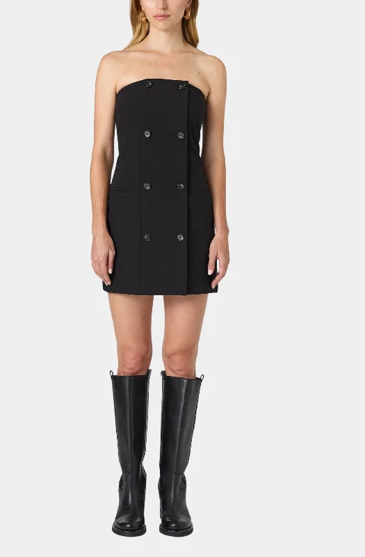 Azra Twill Strapless Mini Dress Cozy Cowl Neck Mini Dress