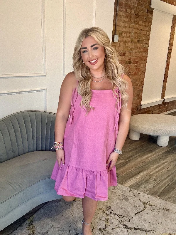 Bow Trim Mini Dress Stylish Spaghetti Strap Mini Dress