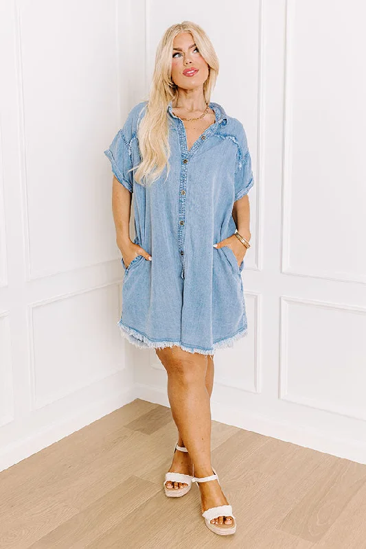 Cafe Chic Chambray Mini Dress Curves Elegant Satin Mini Dress