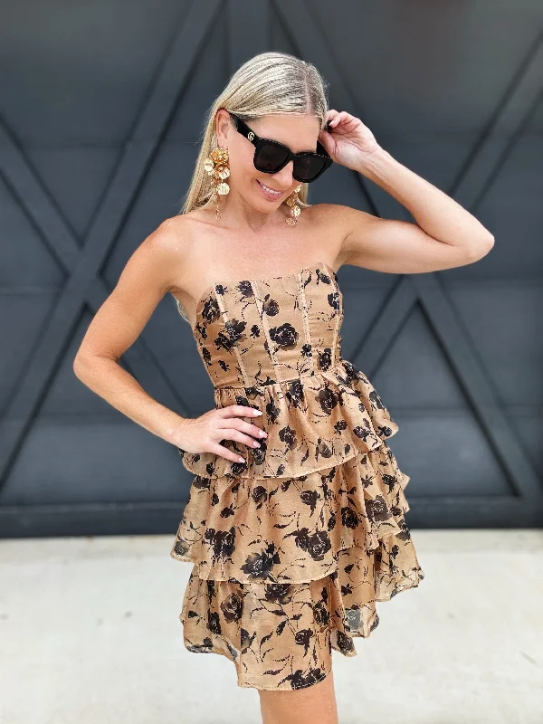 Cara Mini Dress In Camel Cozy Ribbed Mini Dress