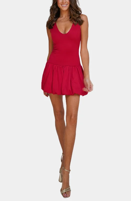 Trisha Bubble Mini Dress Cozy Wraparound Mini Dress