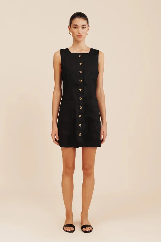 Emma Button Down Mini Dress Chic Pleated Mini Dress