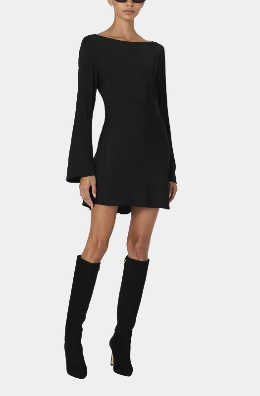 Ennis Satin Longsleeve Mini Dress Cozy Wraparound Mini Dress
