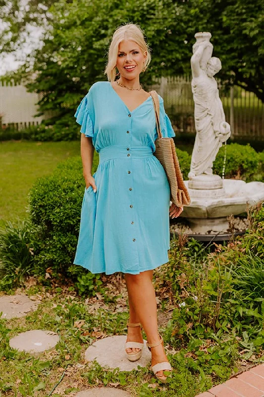 Farmer's Market Ready Linen-Blend Mini Dress Fashionable Button-Front Mini Dress