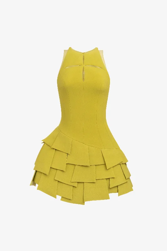 Katie Halterneck Mini Dress Elegant Off-Shoulder Dress Mini