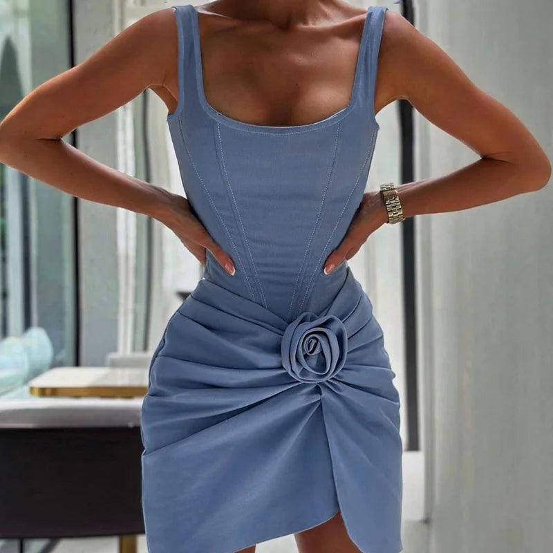 Never The Same Ruched Denim Mini Dress Fashionable Lace Mini Dress
