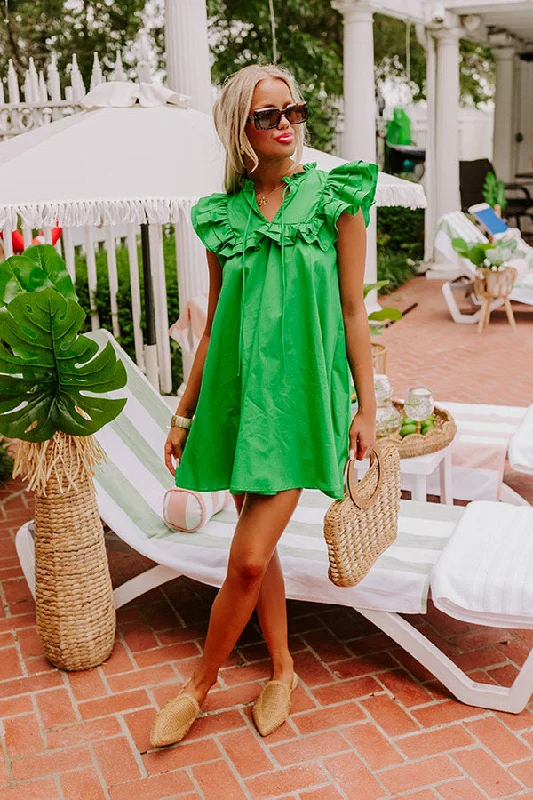 Pretty Chic Ruffle Mini Dress in Kelly Green Elegant Sequin Mini Dress
