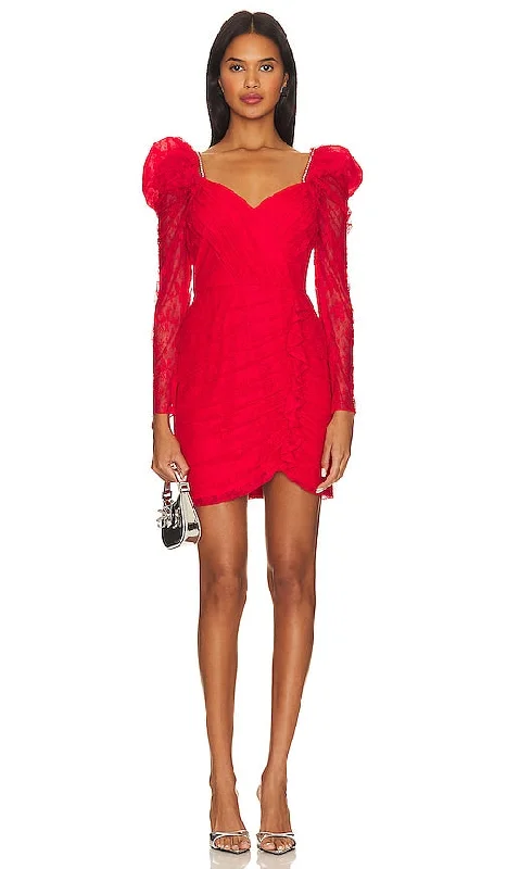 SAYLOR Trixie Mini Dress in Red Comfortable Wrap Mini Dress