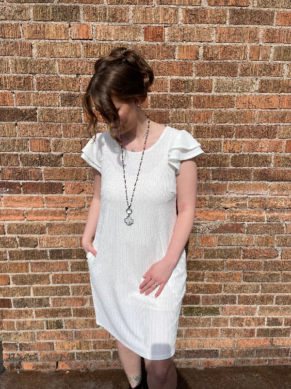 Short Layered Sleeve Mini Dress Stylish Ribbed Mini Dress