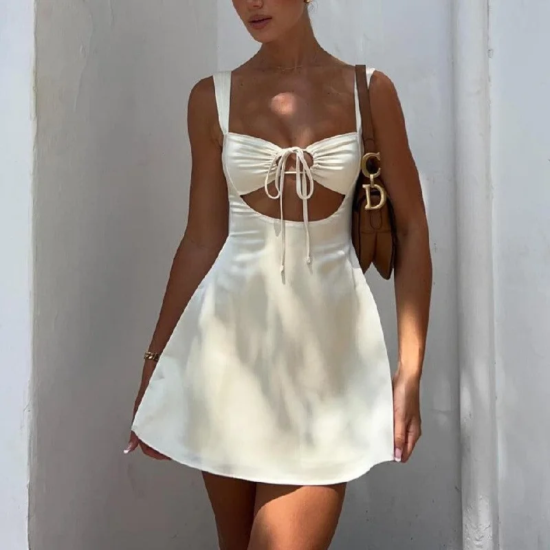 Summer Afternoon Satin Mini Dress Trendy Tulle Mini Dress