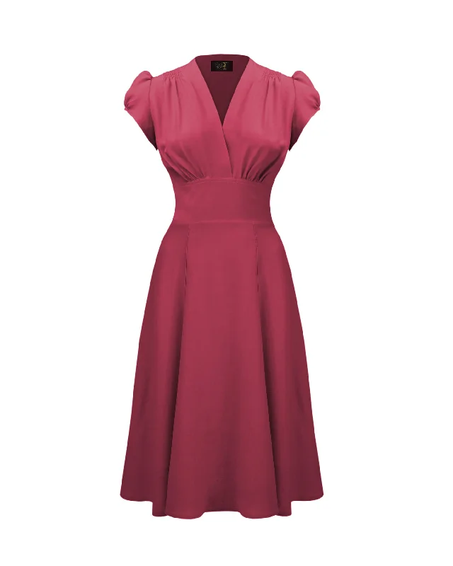 30s 'Ava' Tea Dress - Raspberry