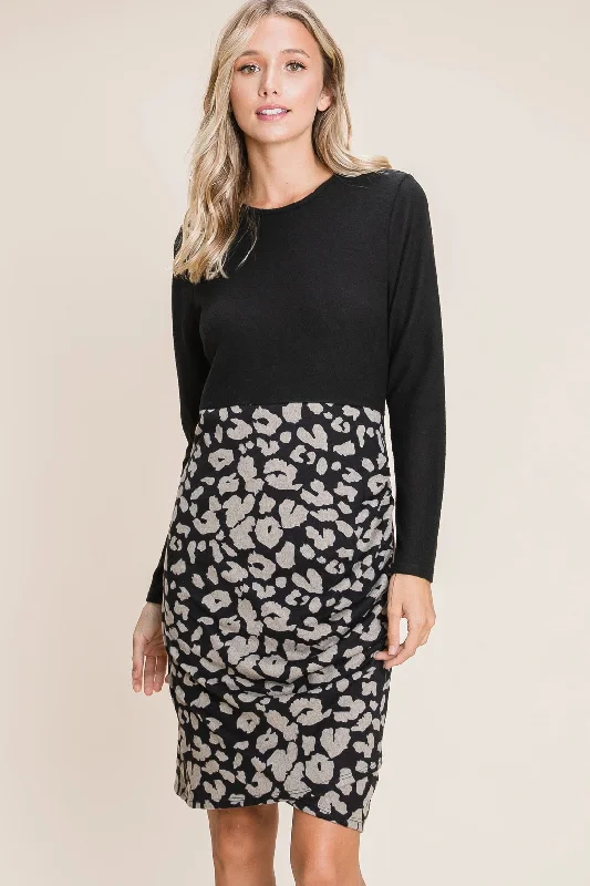 Animal Color Block Dress