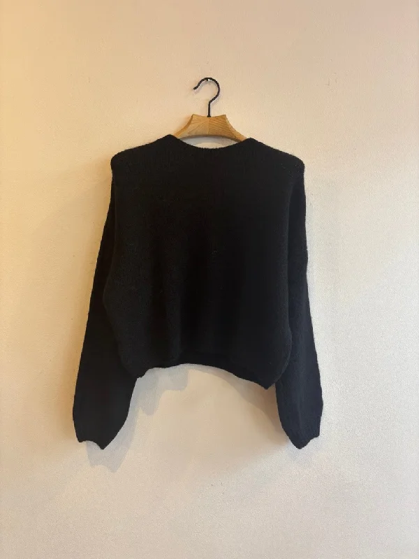 Black Mohair Balloon Sleeve Jumper Wool Sweater Cotton Sweater Cashmere Sweater