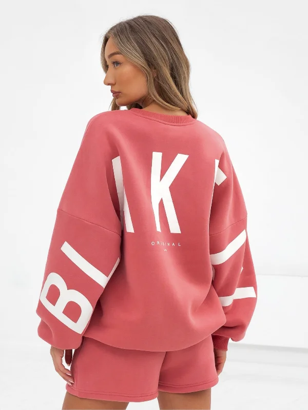 Isabel Oversized Jumper - Sunrise Coral Welt Pockets Slit Pockets Flap Pockets