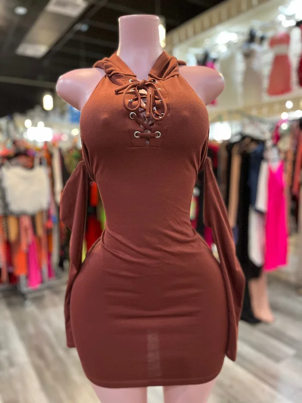 Brown Hoodie Dress