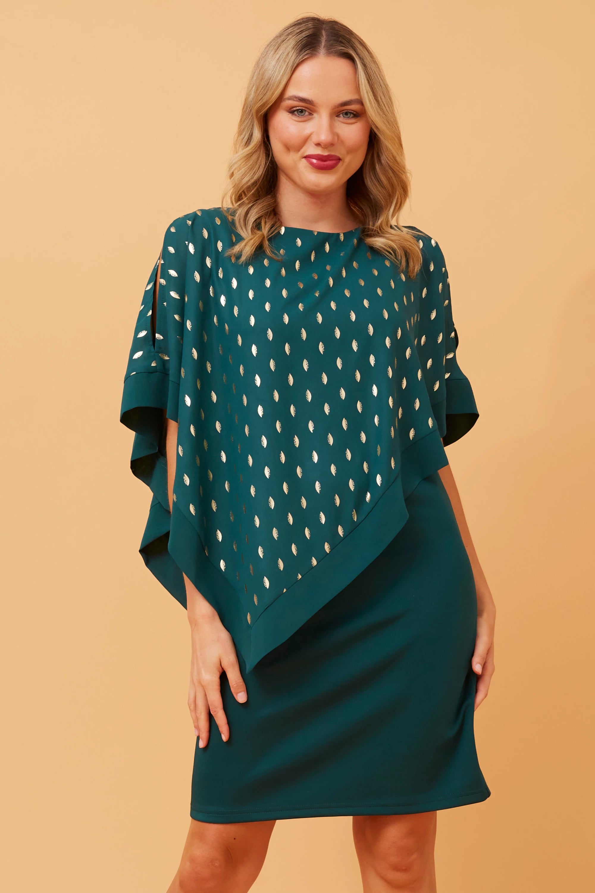 Caroline Morgan Georgette Overlay Dress Green 10