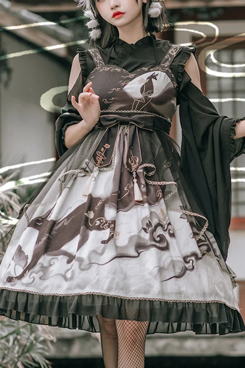 Chinese Style Cloud Fox Print Classic Lolita JSK Dress