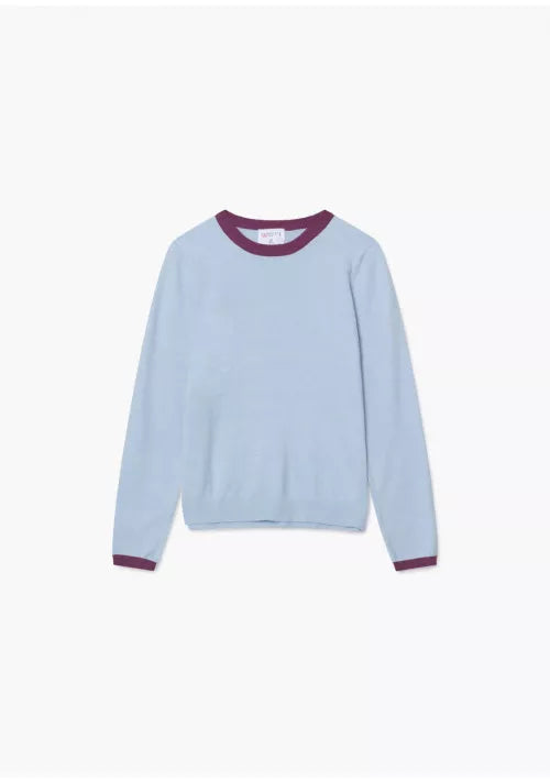 Compania Fantastica Blue Contrasting Trim Knit Jumper Plaid Sweater Polka Dot Checkered Compania Fantastica Blue Contrasting Trim Knit Jumper Plaid Sweater Polka Dot Checkered
