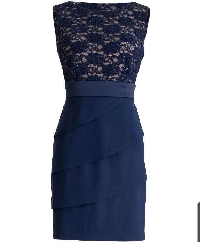 Connected Lace-Top Sheath Dress MSRP $79.50 Size 8-M  NEW Navy