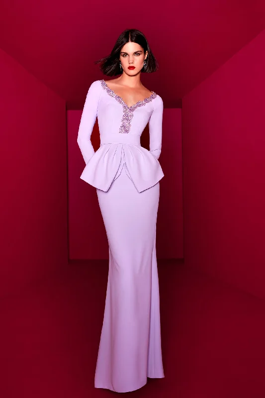 Crepe dress with rhinestones adornment